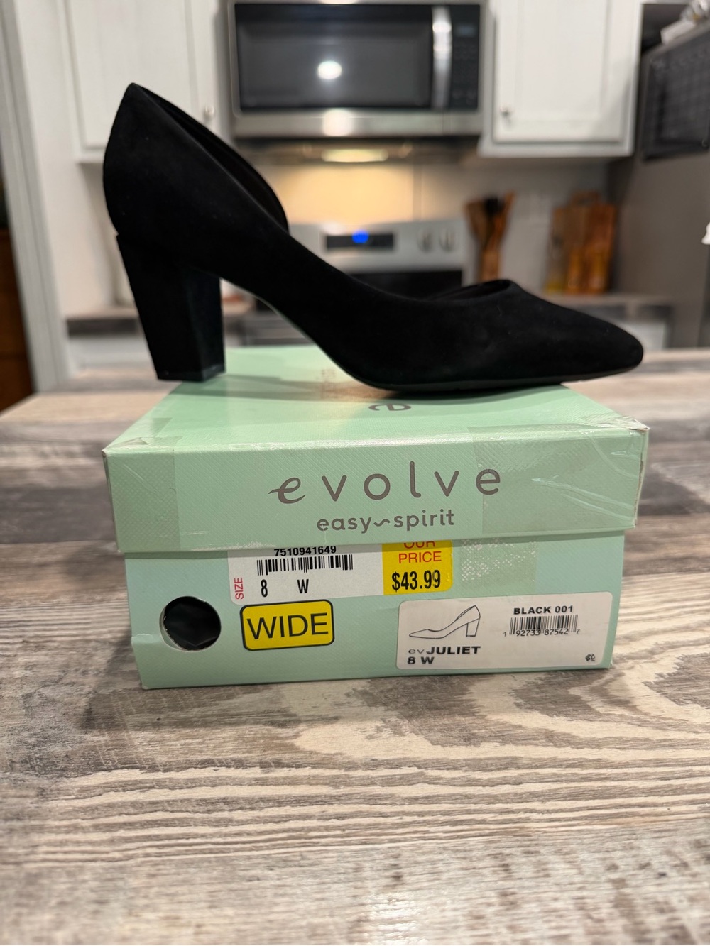Easy Spirit Black Suede Wide Fit Block Heel Pump
